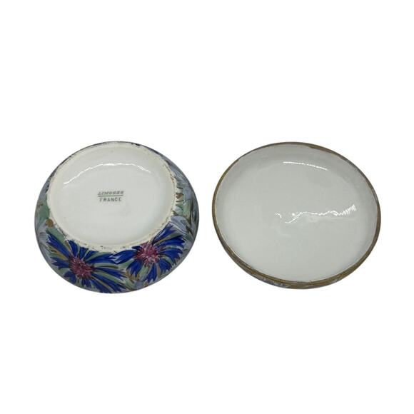 Limoges Porcelain 3 3/4” Lidded Trinket Jar Handpainted Floral Design Gold Trim - Picture 10 of 15